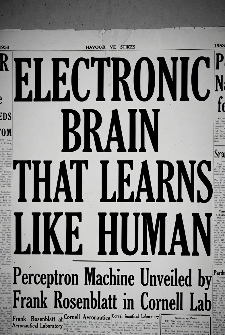 Vintage newspaper headline about the Perceptron
